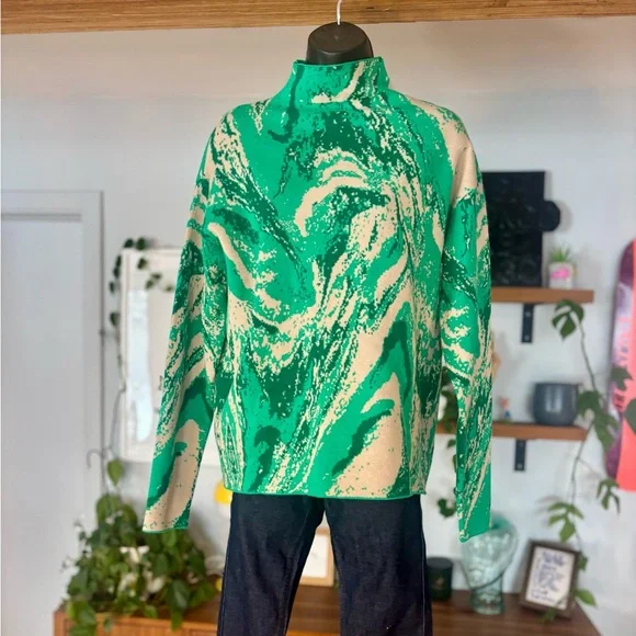 Christian Siriano New York – Marbled Green Sweater – Size M - Picture 9 of 9